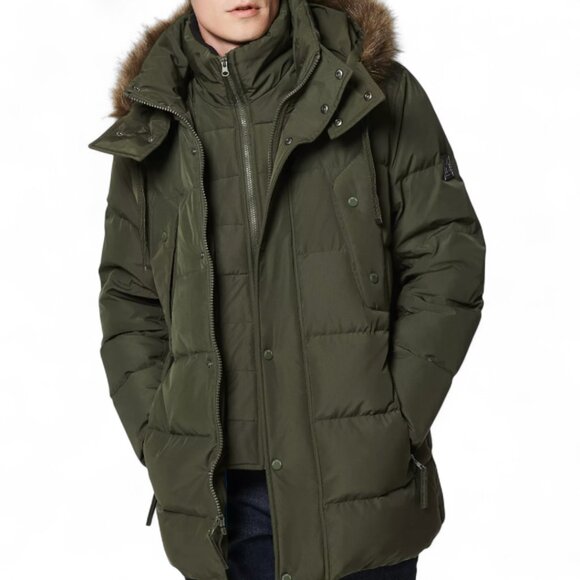 Andrew Marc New York Men's Gattaca Down Parka Coat, OD Green, Large - Picture 1 of 16